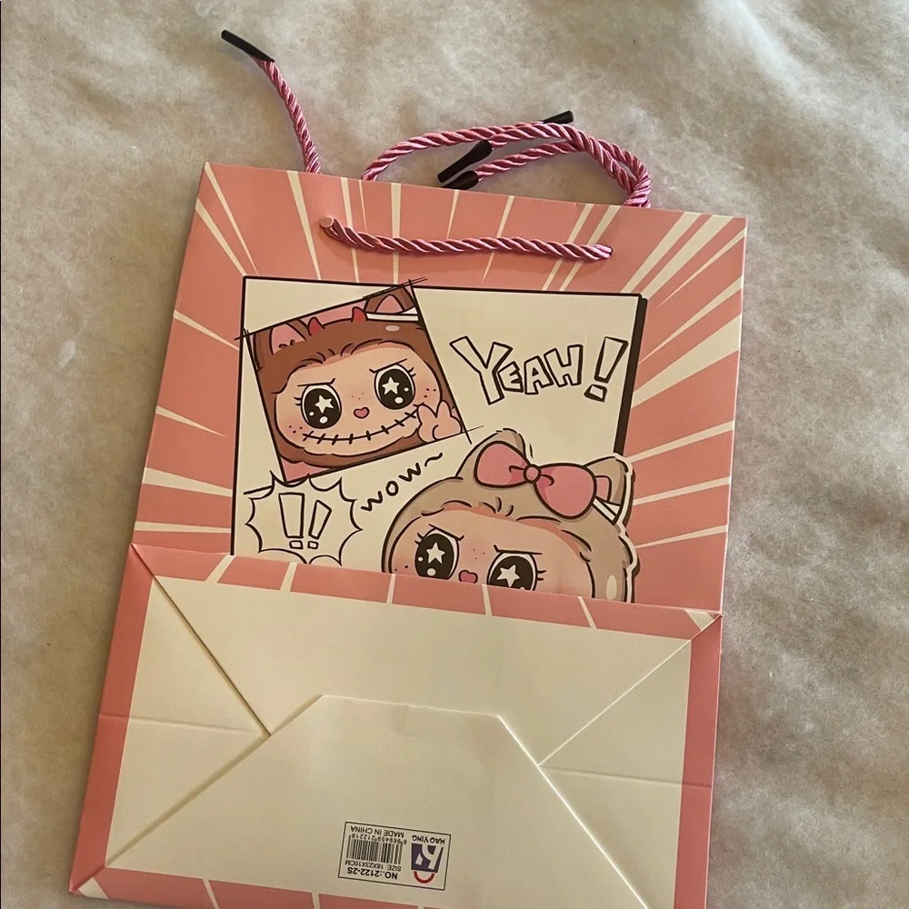Labubu gift bundle pens hair ties key charm cards pencil set stickers gift bag